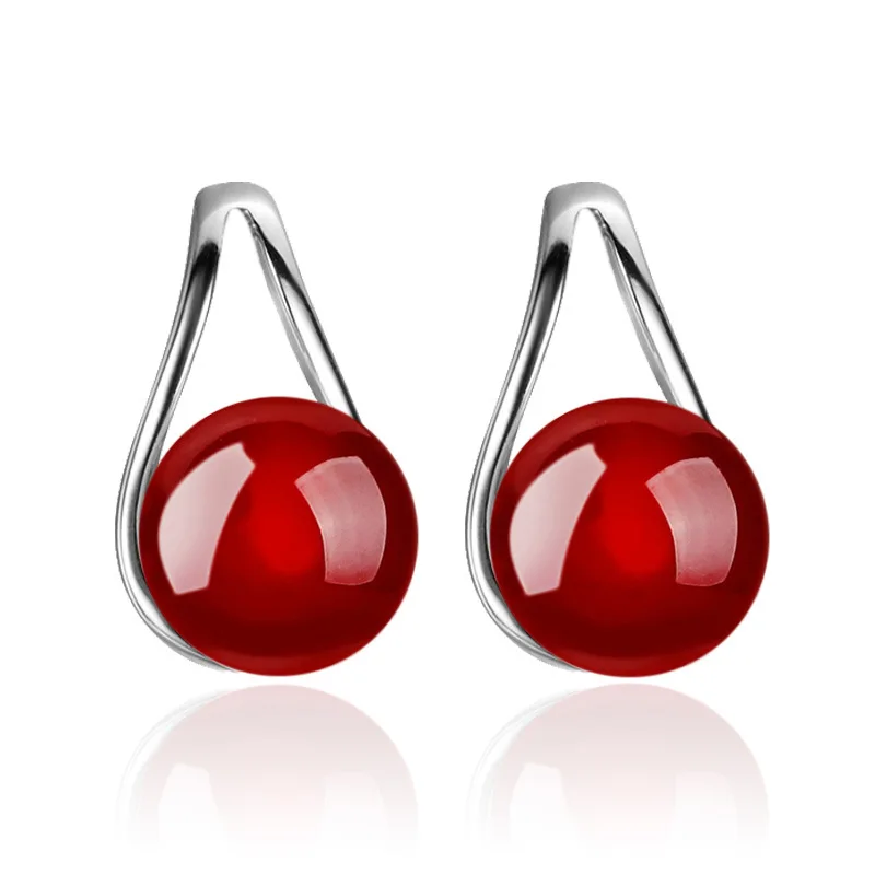 

925 Sterling Silver Natural Onyx Fashion Earrings Temperament Female New Fashion Silver Earrings Jewelry