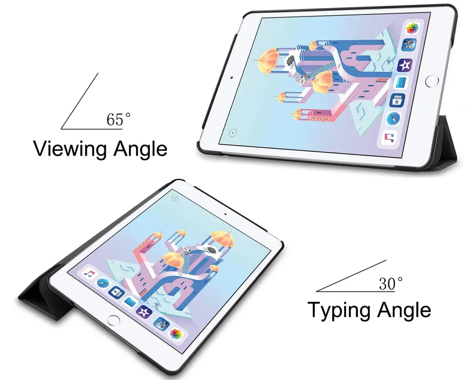 Tablets Case For New iPad Mini 5 2019 Mini 4 General Version PU Cover Smart Sleep Wake Up Fold Stand For iPad Mini Case Mini 45-55
