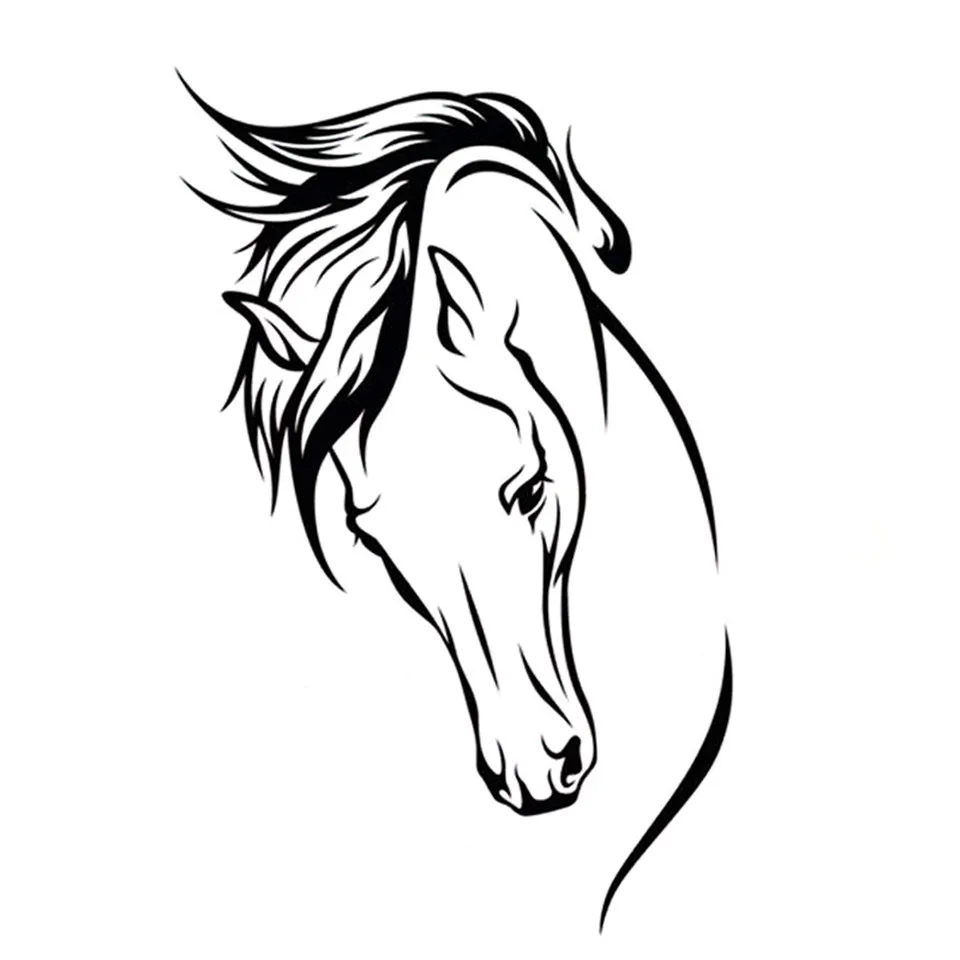 10.4cm17cm Animal Horse Head Car Accessories Vinyl Car Sticker BlackSilverLaser (2)