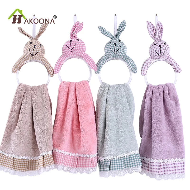 Buy HAKOONA Lace Hand Towels Hanging Cute Bunny Kids Small Towels Bathroom
