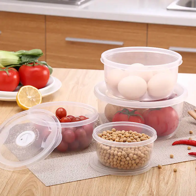 4pcs-set-Round-Plastic-Food-Container-Refrigerator-Crisper-Box-4-Sizes-Vegetable-Food-Preservation-Storage-Box