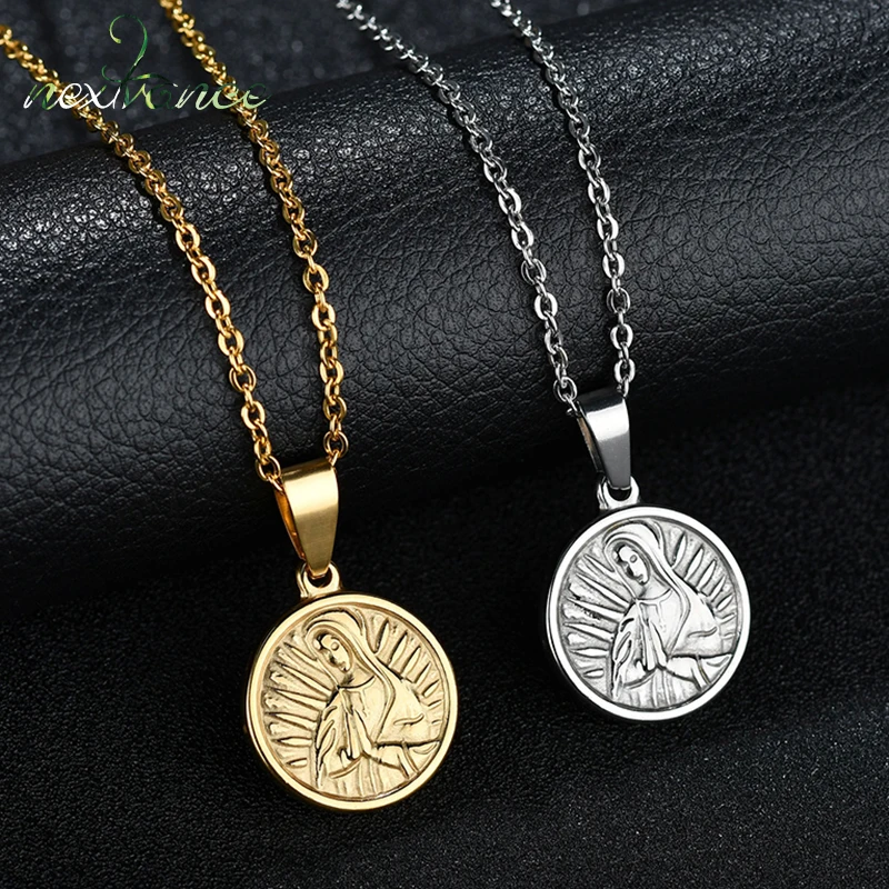 

Nextvance New Arrival Round Virgin Mary Medallion Pendant High Quality Christian Charm Metal Neckalce Women Femme Bijoux