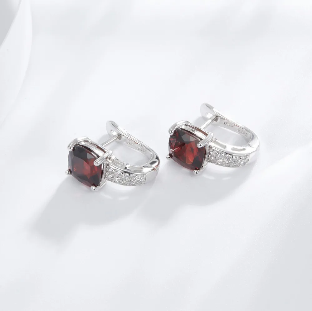 Серьги клипсы Hutang из серебра 925 пробы с натуральным гранатом|Серьги-клипсы| |