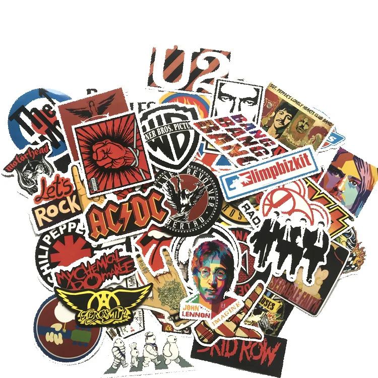 

52pcs Trendy bands cool pasters funny anime fans decals scrapbooking diy stickers decoration phone waterproof cartoon accessory