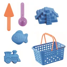 6Pcs/set Beach Kids Toys Plastic Castle Sand Mold Fish Train Basket Holder Water Tools Water Playing Out Fun Educational Toys