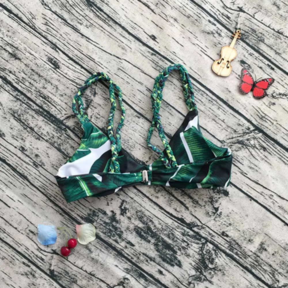 

Women's Bikini For Rope Swimsuit Push-up Swimwear Set Sexy Leaves 425