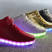 High Top LED Schuhe Männer Neuen Stil Neon Schuhe USB Lade leucht Leuchten Paar Leuchtende Schuhe Mann Flache Mit Unisex Heißer mode