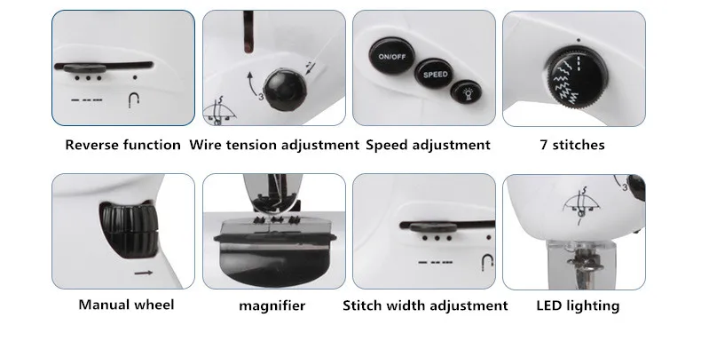 Новая Регулируемая Мини электрическая швейная машина с 7 регулируемыми стежками и регулируемая ширина длина ручная швейная машина