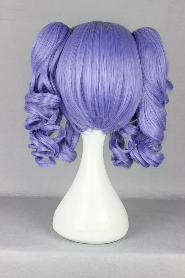 Mcoser 35 см короткий кудрявый синтетический ледяной зеленый/фиолетовый цвет стиль косплей парик Высокая температура волокна парик-42