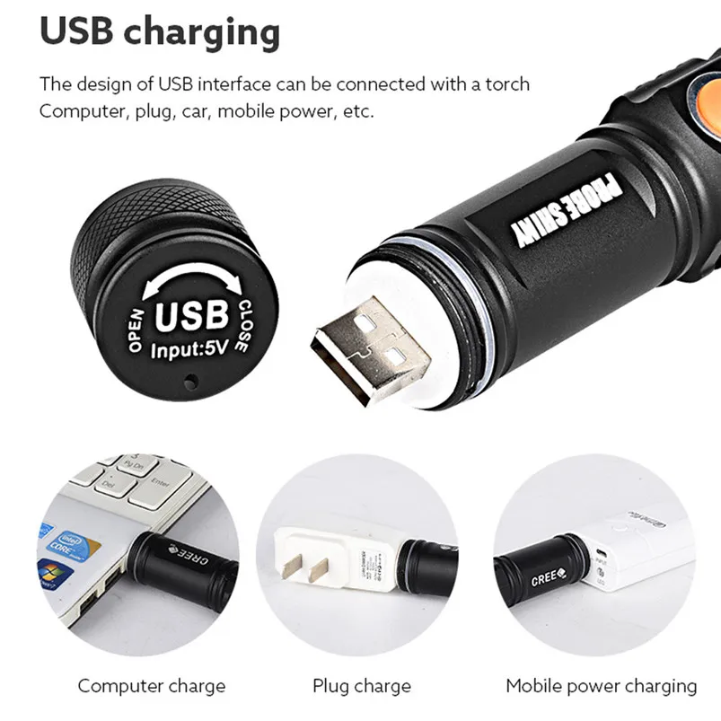 Adjustable LED bicycle lights Zoom 3000LM MINI USB Rechargeable Flashlight Torch Portable LED light Bicycle Accessories #4S28 (6)