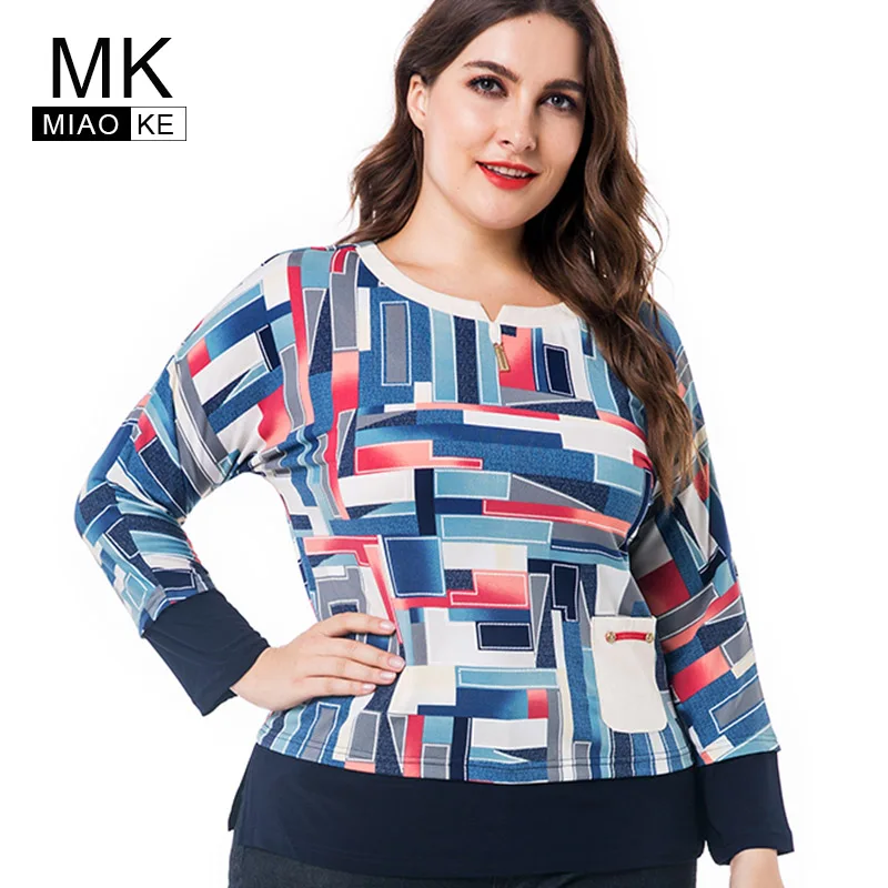 

Miaoke Long Sleeve Rainbow T-shirt Women 2018 Autumn Clothing For Women Fashion Tops Casual Print Graphic tees Plus Size Tops