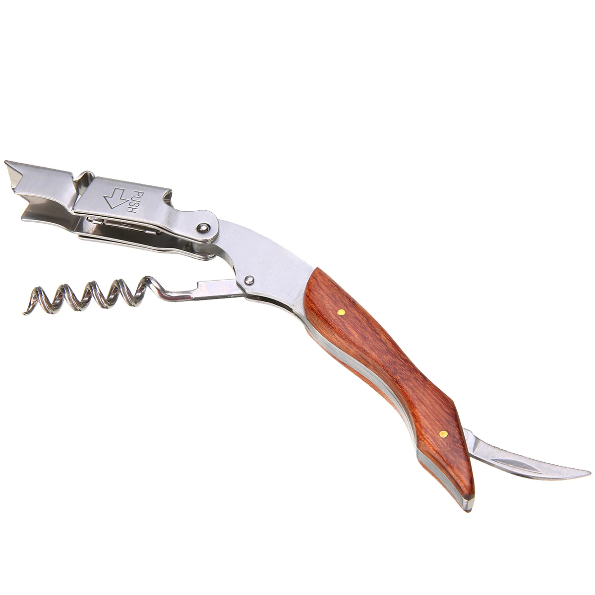 1pc Professional Wine Opener Portable Multifunction Screw Corkscrew Bottle Openers with Wood Handle Bar Kitchen Gadget