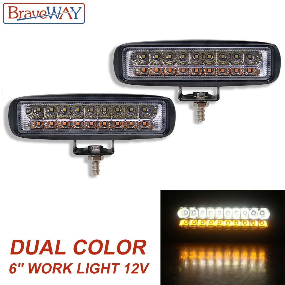 

BraveWay 12V LED Work Light Bar DRL Daytime Running Light Dual Color Fog Lamp Headlights for UTV ATV Truck OffRoad LED Bar