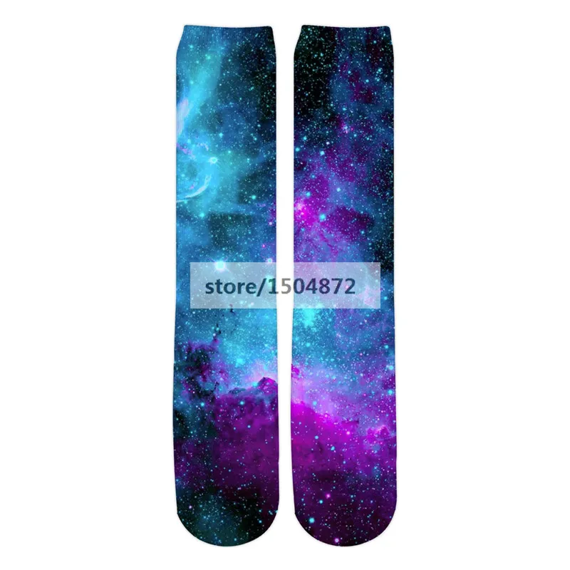 Осенняя Вселенная пейзаж носки 3d полная печать для женщин/мужчин космическая галактика носки унисекс прочный Забавный носок Calcetines дропшиппинг - Цвет: Color As Picture
