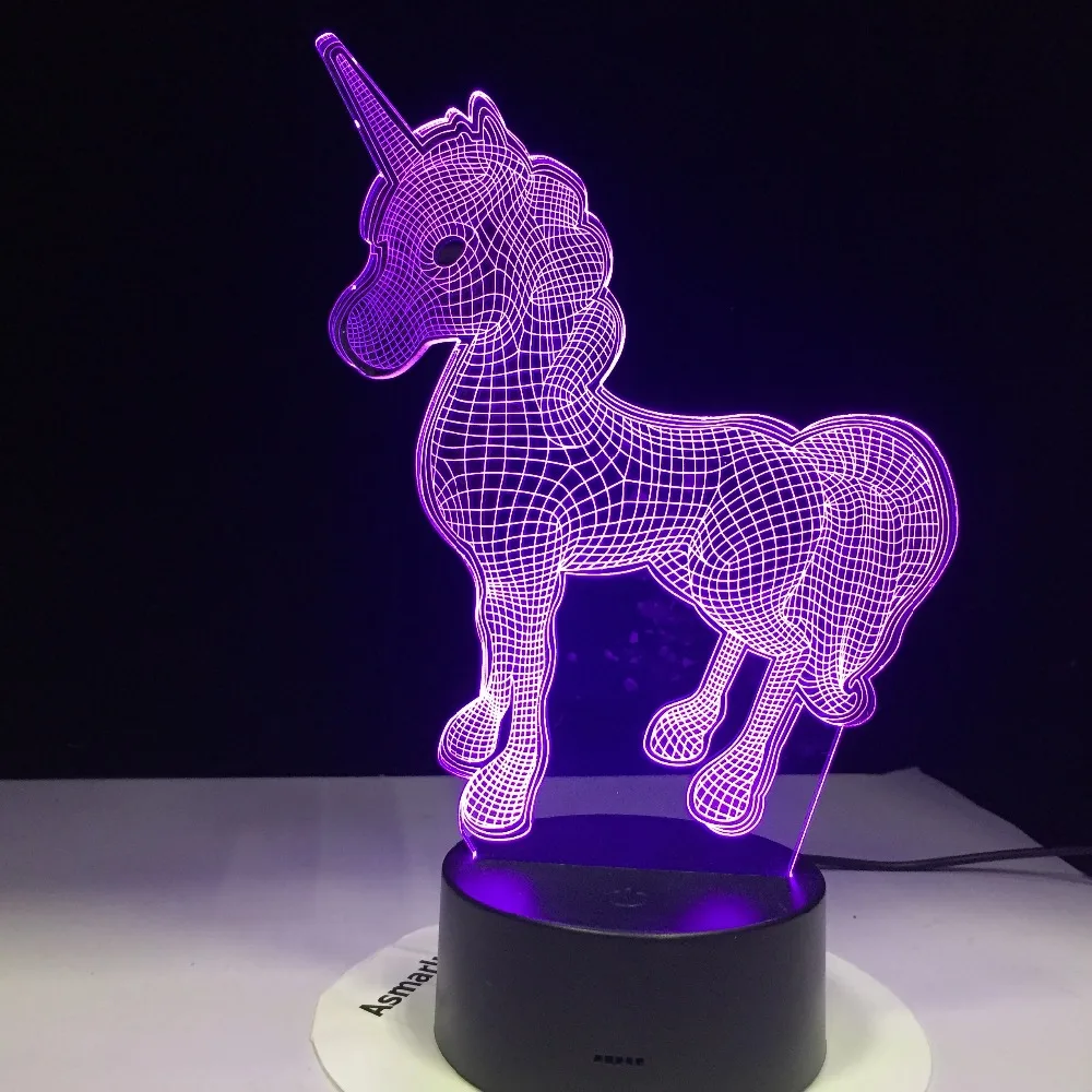 11 сделка Единорог 3D Светодиодная лампа животное каваи Ночник светильник много