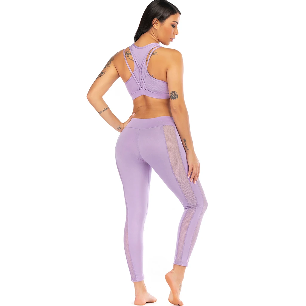 Sfit Женский комплект для йоги, одежда для фитнеса, спортивная одежда, женские леггинсы для спортзала, Мягкий Топ пуш-ап+ штаны, 2 шт., спортивный костюм