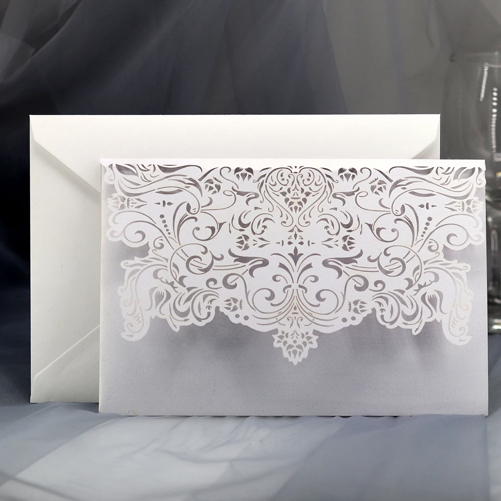 

Fashion Shape Cards Newest Elegant Event Party Supplies 50pcs White Laser Cut Wedding Invitations Card For Weddings Decor