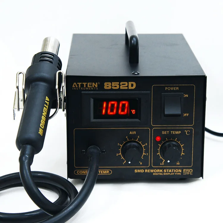 ATTEN AT852D SMD Solder Station Soldering Iron Hot Air Gun Rework