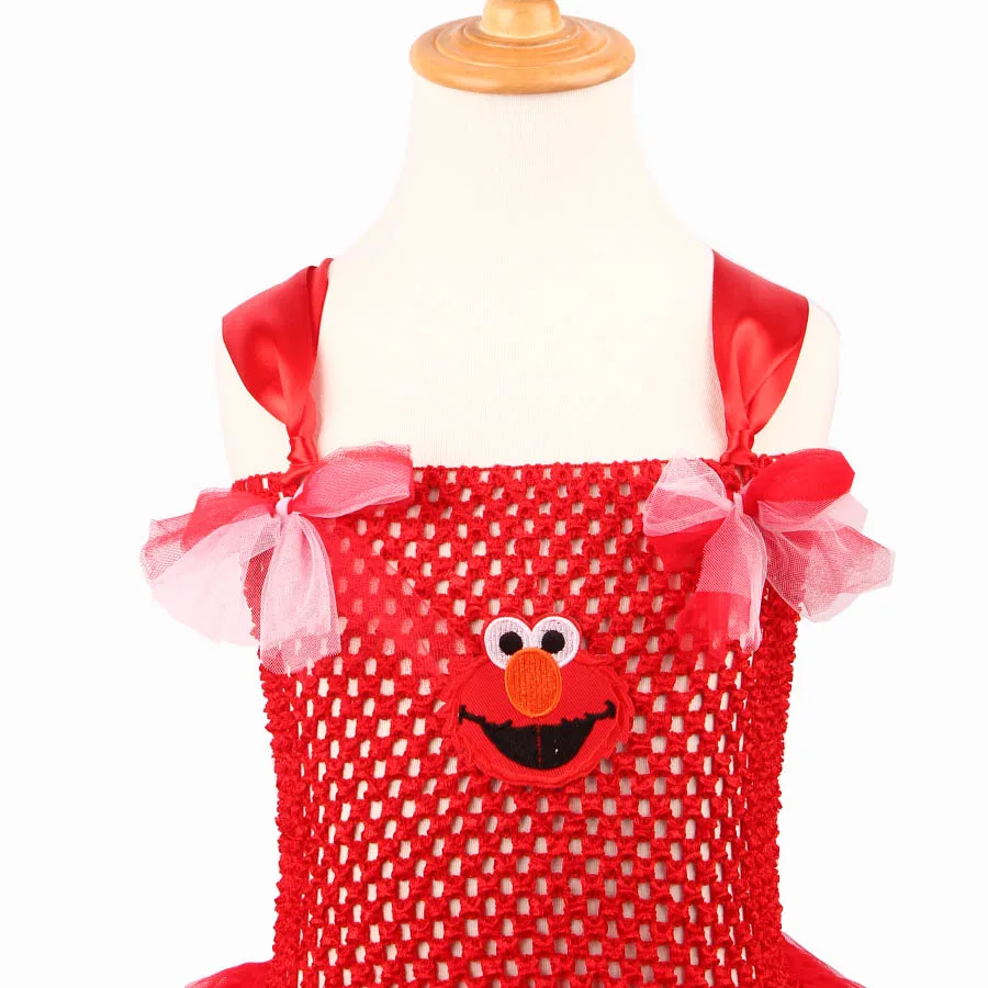 Handcrafted Elmo Inspired Girls Tutu Dress for Birthday or School Play Outfit Baby Summer Dress Children Pageant Bow Gown (4)