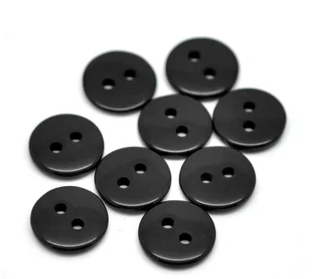 

DoreenBeads Resin Sewing Button Scrapbooking Round Black 2 Holes 11.0mm( 3/8")Dia,45 PCs new