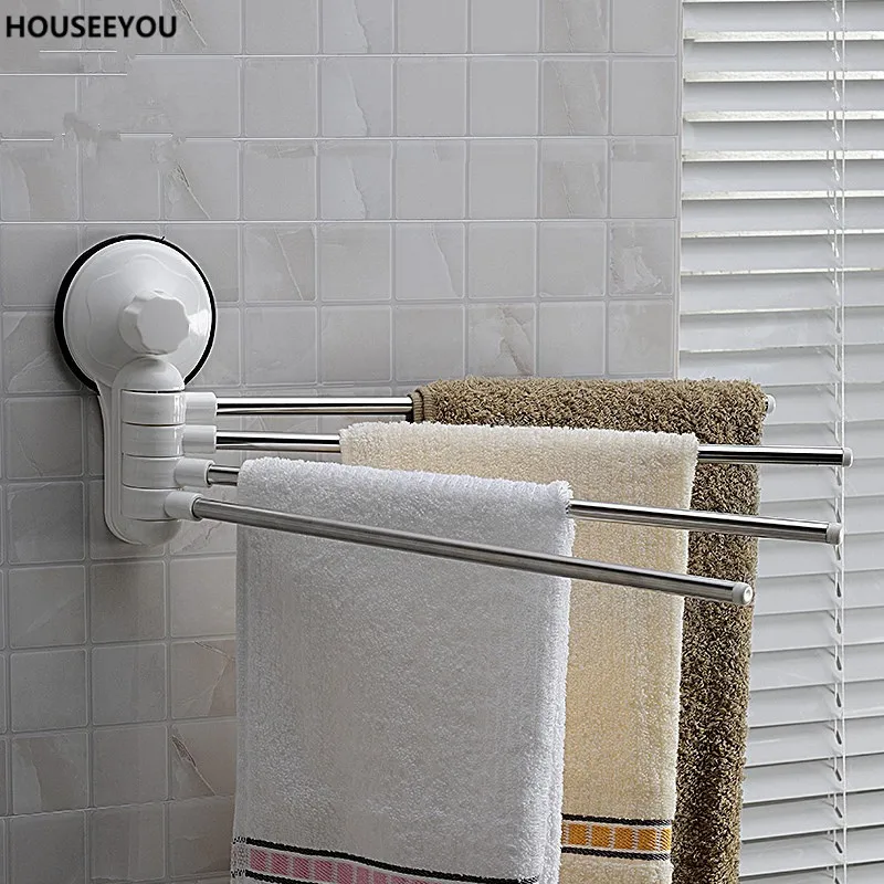 Strong Suction Towel Bar Stainless Steel Rod Towel Rack Rotating