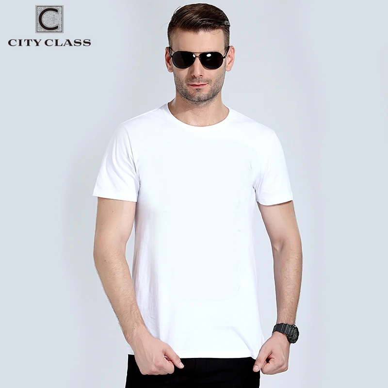 

City Class 100% Cotton Top Tees Plain White Color Basic T-shirt For Male Comfortable Causal Fashion Men Fitness T shirts 7546W