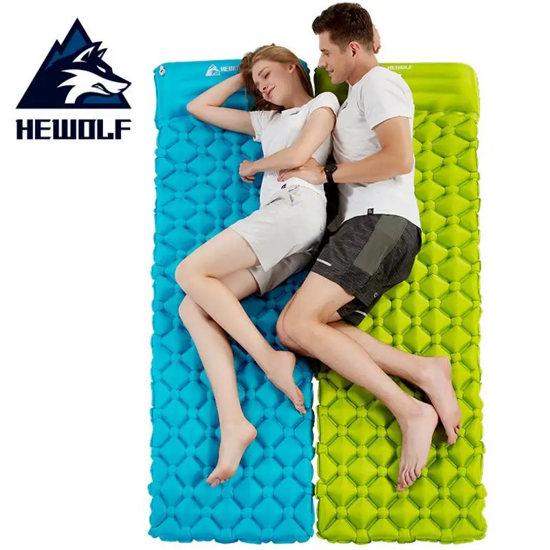 HEWOLF Outdoor Inflatable Cushion Air Mattress Portable Ultralight Bed Moistureproof Camping Mat With Pillow Sleeping Pad | Спорт и