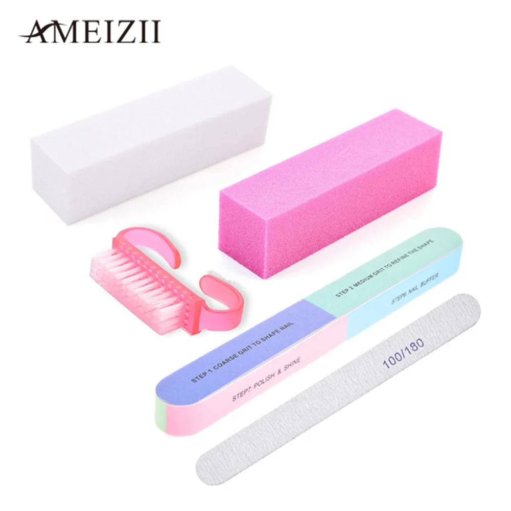 

AMEIZII 5Pcs/Set Nail Files Brush Sanding Buffer Manicure Tool Nail Art Files Accessoires Sanding File UV Nail Gel Polish Tools