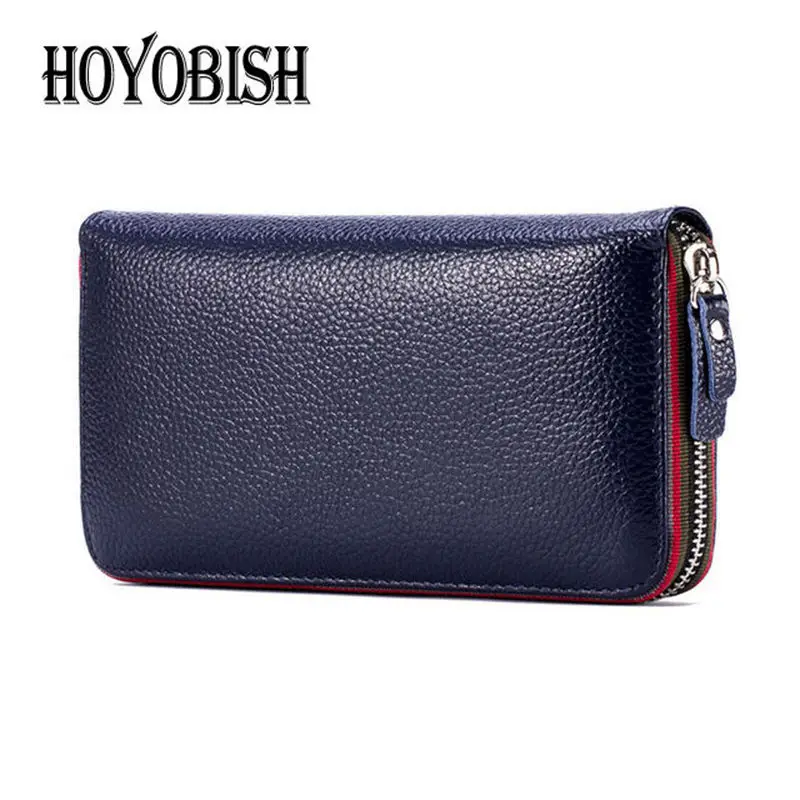 

HOYOBISH Brand Design Genuine Leather Business Wallets For Women and Men Cow Leather Long Cards Holder Classic Long Purse OH027