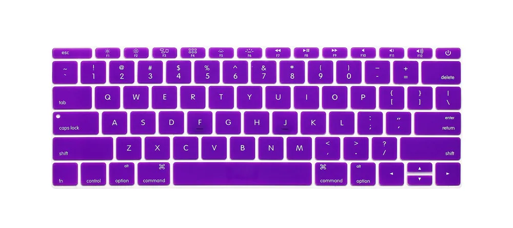Силиконовый чехол для клавиатуры A1534, защитная наклейка 12 '', пленка, американская версия, английское письмо для Macbook Air, 12 дюймов - Цвет: purple