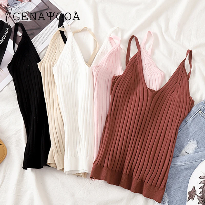 

Genayooa Tank Top Women Summer Casual Camisoles Women's Sleeveless Harajuku Sexy Tops for Ladies Camis Halter Top Women 2019