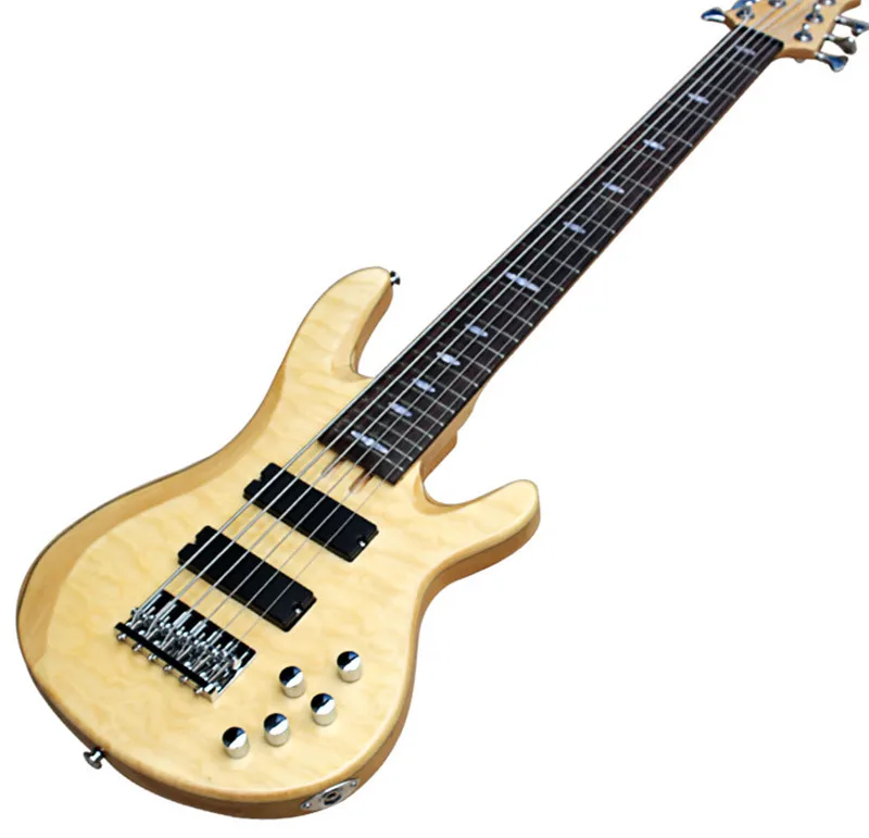 

Factory Special 6 Strings Electric Bass Guitar with Active Circuit,Flame Maple Veneer,Rosewood Fretboard,can be customized