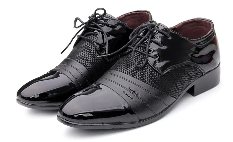 New Arrival Men Formal Shoes Breathable Lace-up Flat Pointed Toe Business PU Leather Footwear Male Dress Shoes