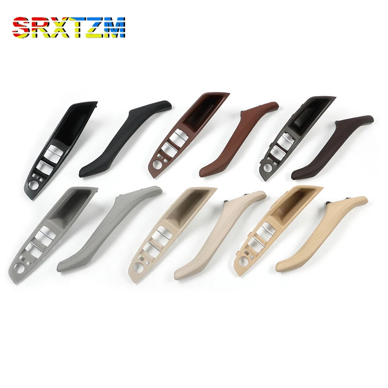 

SRXTZM Gray Beige Black Car left Interior Handle Inner Door Armrest Panel Pull Trim Cover For BMW 5 Series F10 F11 F18 7pcs/set