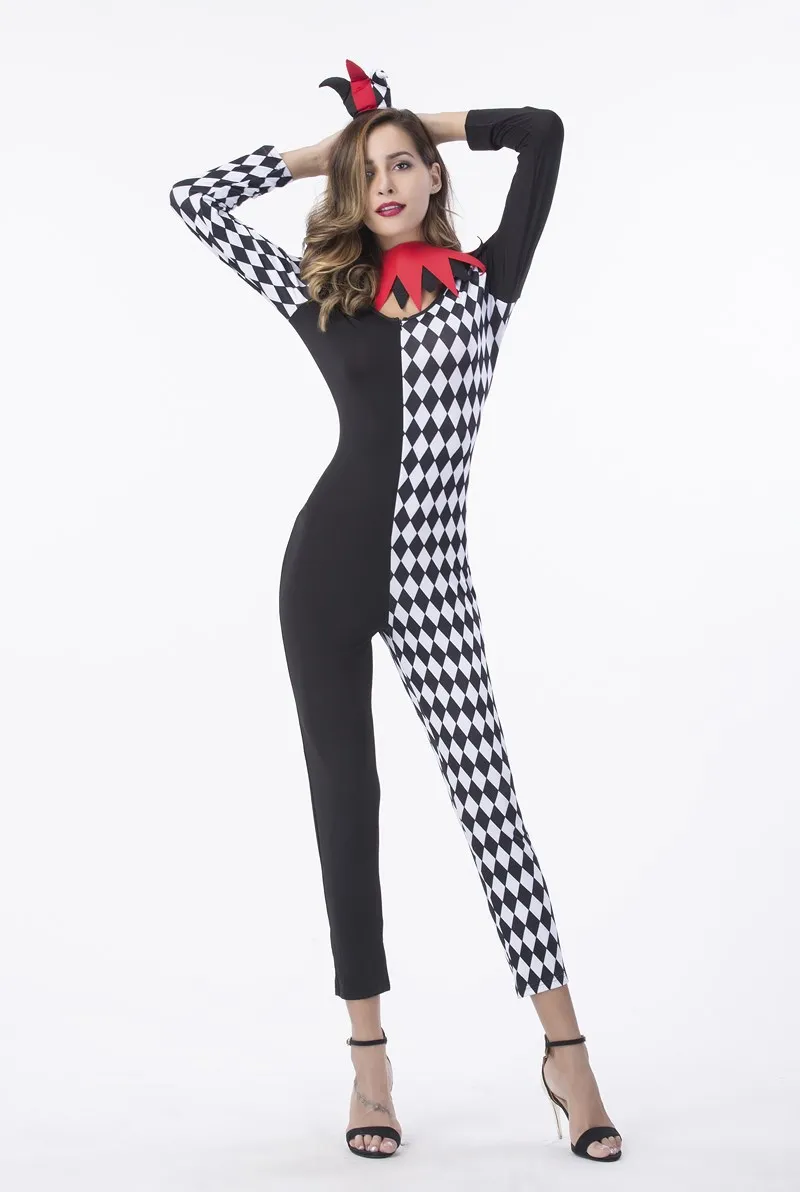 M-XL, сексуальный Забавный костюм цирка клоуна, озорной комбинезон «Арлекин», для взрослых, косплей, одежда для женщин на Хэллоуин