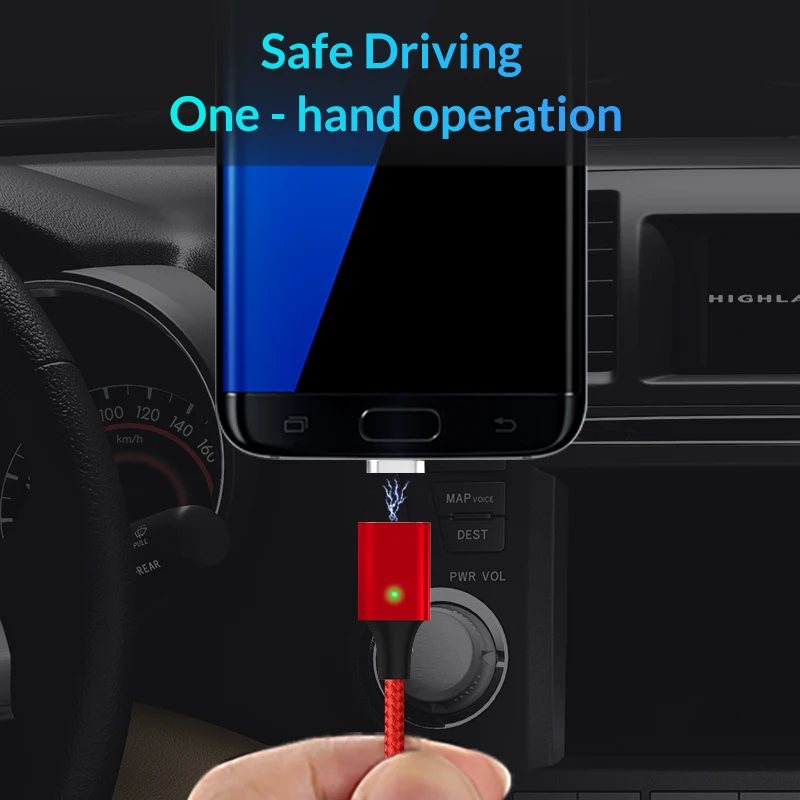 Магнитный светодиодный кабель Micro USB TOPK для Huawei P20 lite Samsung S9 S8 Xiaomi Redmi note 5 6Pro 1 м Type C