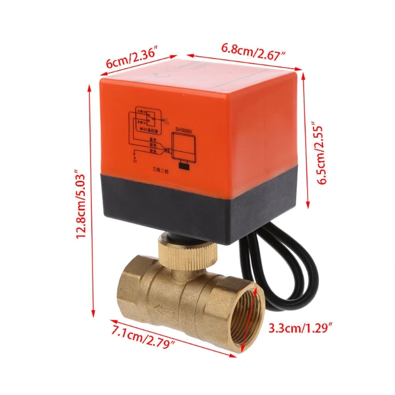 Электрический моторизованный латунный шаровой клапан DN25 AC 220V 2 Way 3-Wire с приводом