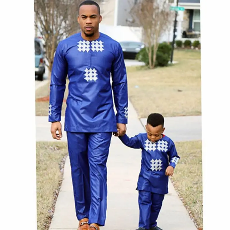 

children parent boy africa men bazin riche dashiki clothing african mens clothes top pant 2 pieces suits Plus Size PH2779