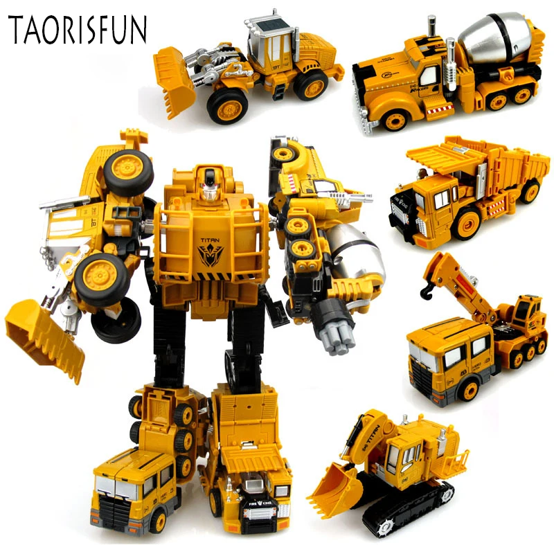 Tanie 2 w 1 inżynieria stopu Robot transformacyjny samochód deformacja zabawka stop metali pojazd budowlany ciężarówka montaż Robot dla dziecka