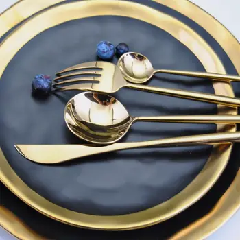 

304 Stainless Steel Cutlery Tableware Set Dinner Forks Knives Scoop Set Silverware Set gold food kitchen Luxury dinnerware