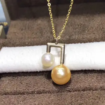 

free shipping gorgeous 5-10mm south sea round multicolor pearl pendant 14k