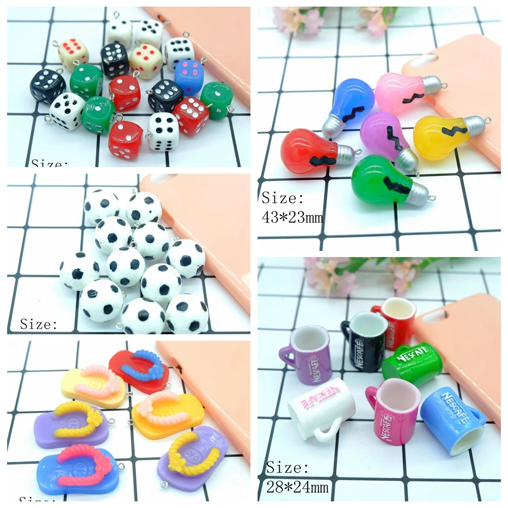 

light bulb sieve Cup football japanese Hibiscus flip flop Charms Pendants for DIY decoration key chain Jewelry Making Japanese