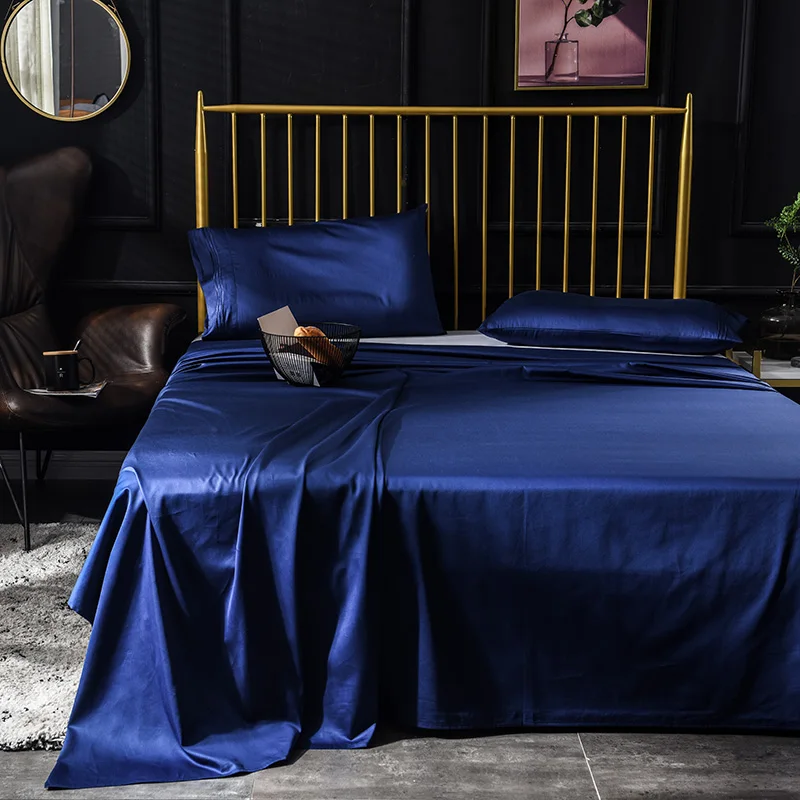 Skup Pościel z egipskiej bawełny luksusowe 600TC niebieski kolor prześcieradło poszewka na poduszkę prześcieradło płaski arkusz poszewka na poduszkę pościel pościel tekstylia domowe # s