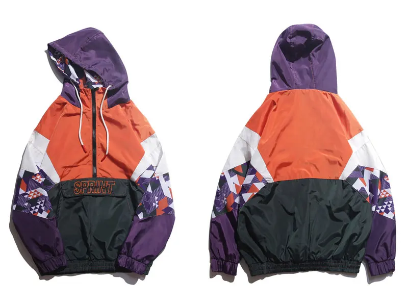 Color Block Patchwork Hooded Jackets 1