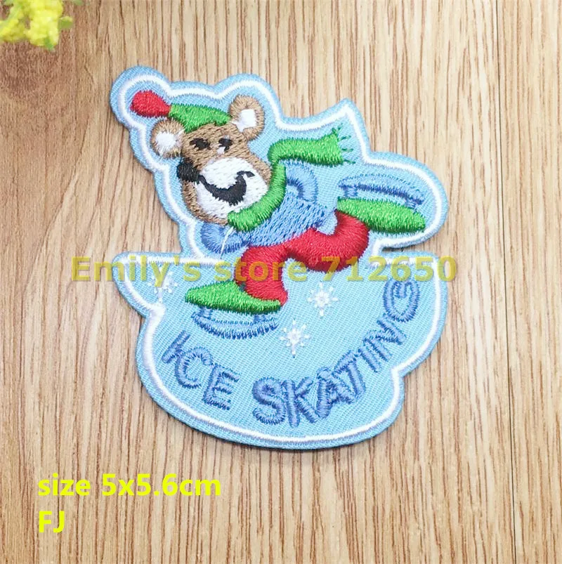 New arrival 10 pcs Ice Skating Embroidered patches iron on cartoon Motif Applique FJ fabric