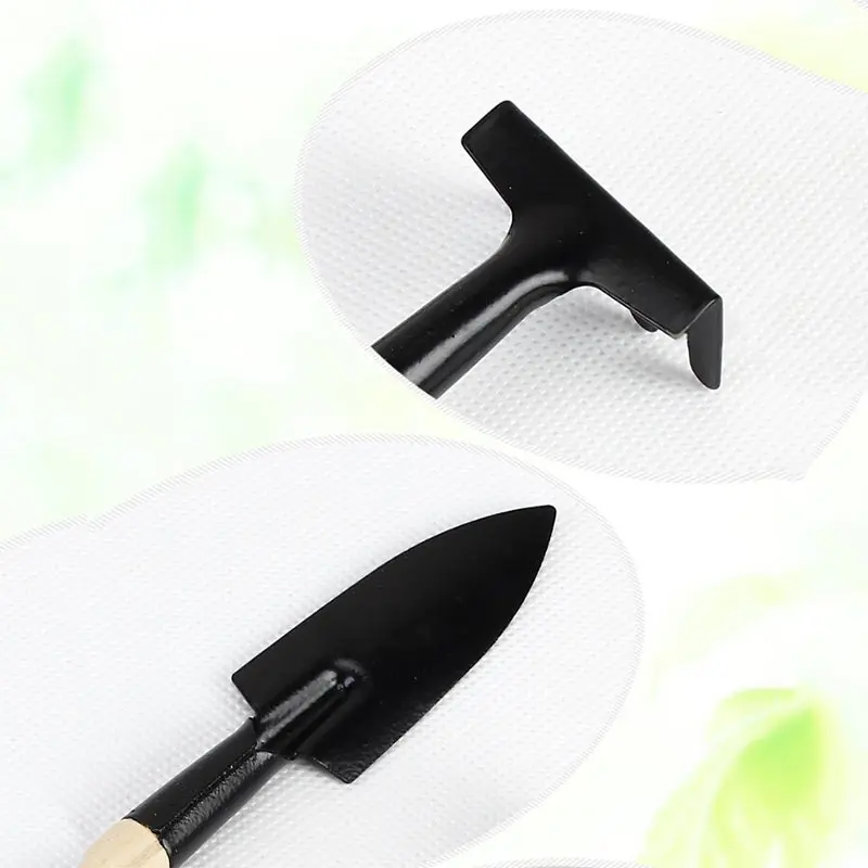 

High 3pcs Mini Garden Plant Tool Set With Wooden Handle Gardening Shovel Rake Tools Kits UEJ