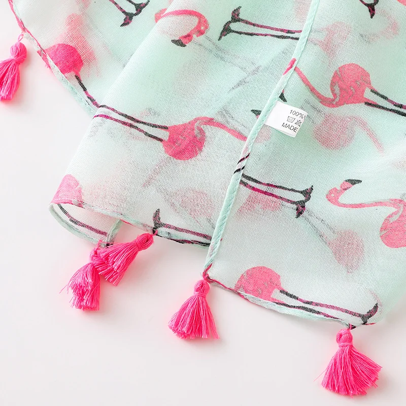 Yishine Высокое качество Животные Фламинго принты с кисточкой шарф шали для женщин Девушка Лето Обертывания шарфы, пляжные шали для леди