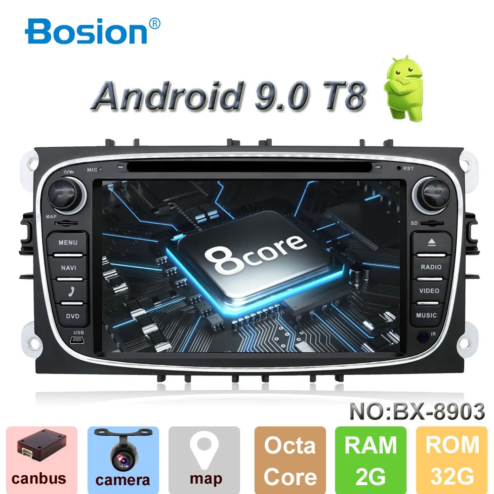Bosion 2 din Android 9.0 car dvd for ford fucus mondeo s-max connect radio car HD car multimedia pl