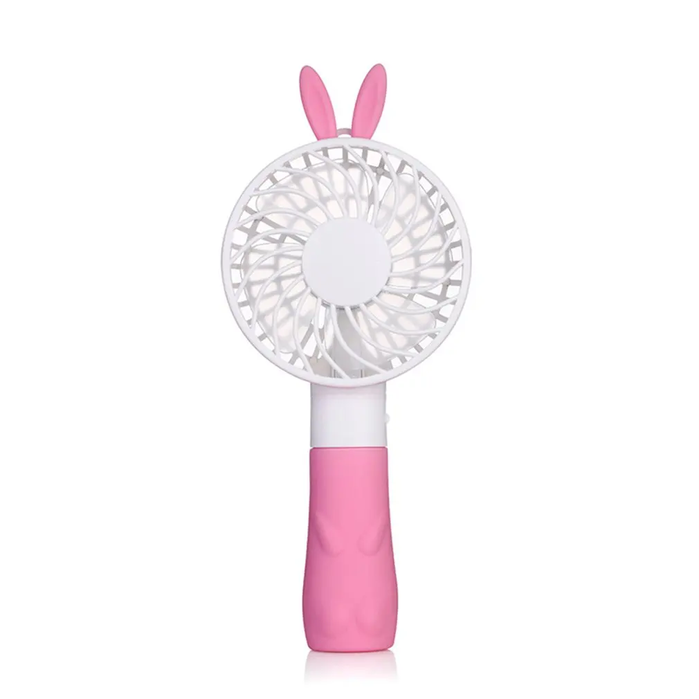 

Portable Rabbit Hand Fan Battery Operated USB Power Handheld Mini Fan Cooler with Strap