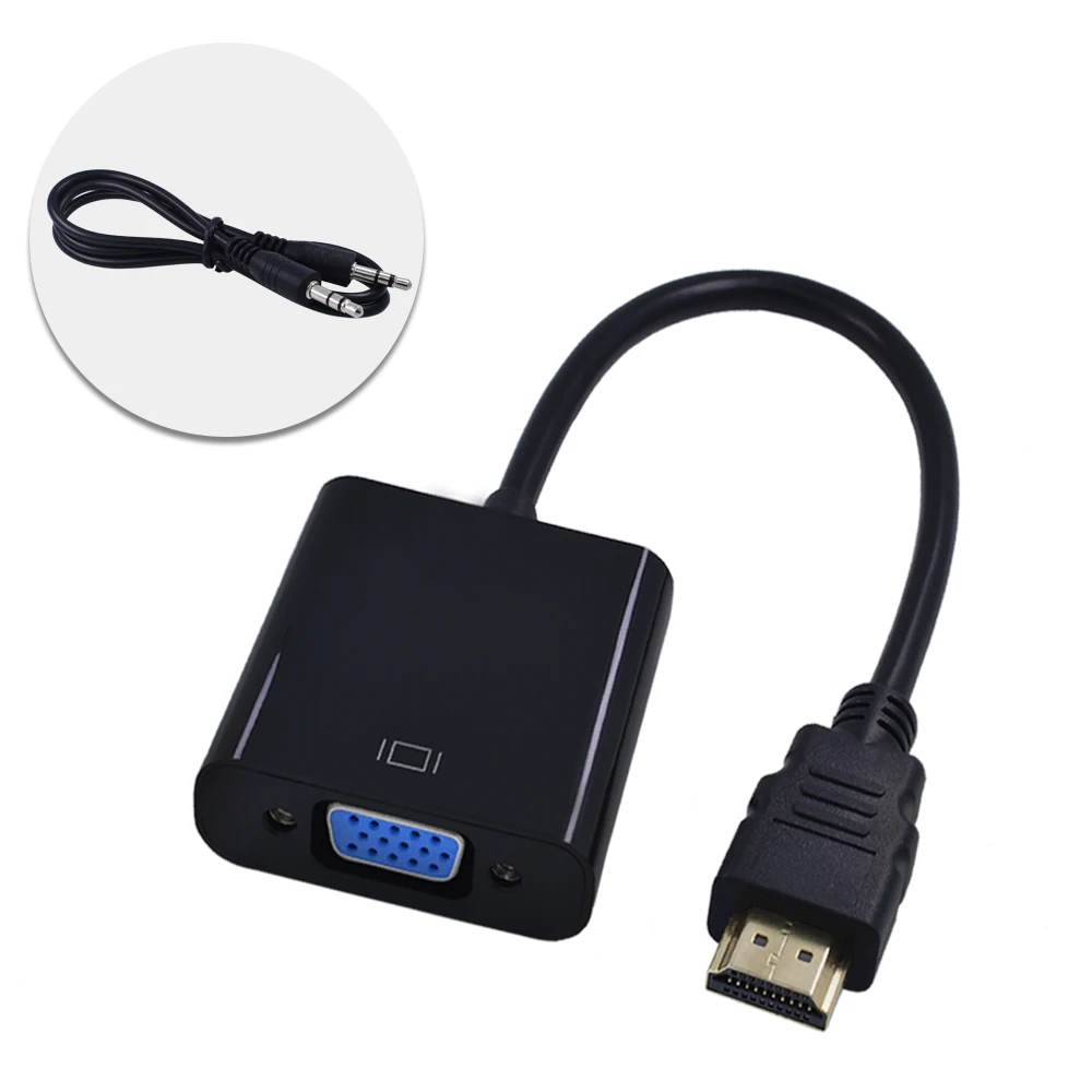 TISHRIC HDMI إلى VGA كابل الصوت الذكور إلى الإناث Hdmi مهايئ VGA الرقمية إلى التناظرية الفيديو محول للكمبيوتر محمول العارض